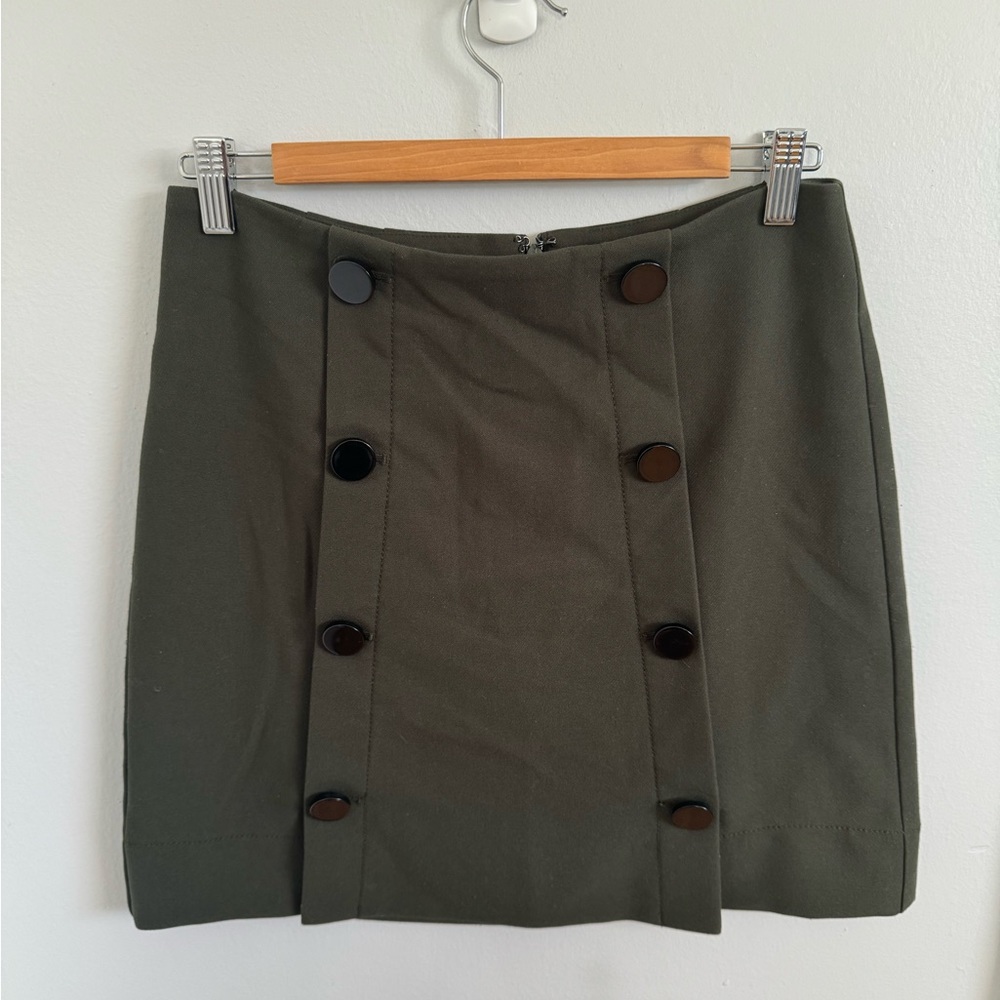 Loft Olive Green Front Button Skirt